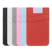 SS Card Holder for Back of Phone, Cell Phone Wallet Stick-on Credit Card Sleeve Pocket Silicone Pouch Compatible for iPhone, Samsung Galaxy and Most SamrtPhones 4 Pack