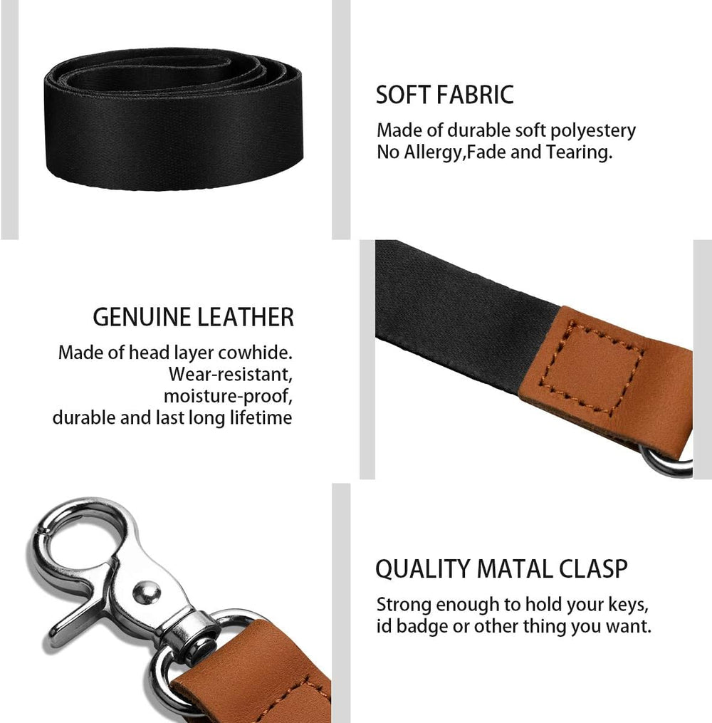 AZEAM Lanyard - Black Lanyard Holder with Metal Clasp for Keys, ID Badges, Cards, Car Keys, Wallet