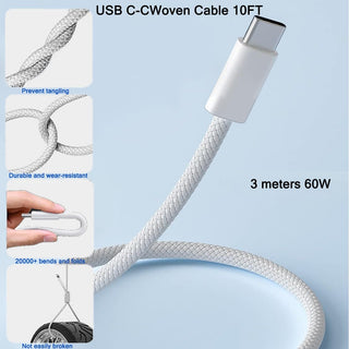 iPhone 17 16 15 Charger, 2Pack PD Dual USB C Charger Block Fast Charging Wall Charger Plug with 10FT Long USB C to C Charger Cord Woven Cable for Apple iPhone 17/16 Pro Max/16 Pro/16/15 ProMax/15/iPad