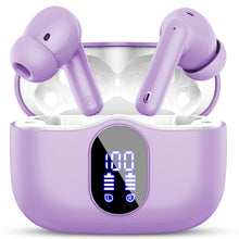 Wireless Earbuds, Bluetooth 5.4 Headphones Bass Stereo, Ear Buds with Noise Cancelling Mic, LED Display in Ear Earphones Clear Calls, IP7 Waterproof Bluetooth Earbuds for Phones/Sports/Laptop, White