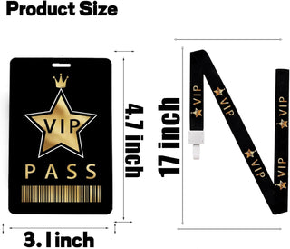 50 Sets VIP Badge Lanyards with VIP Pass Cards VIP Lanyards with Star, Black Breakaway Lanyard PVC VIP Cards for Backstage Concert Event Birthday Party Organizer (Black, Gold)