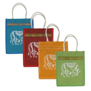 LOVENSPIRE Printed Jute Burlap Tote Gift Bags – Ideal for Wedding, Housewarming Favors, & Traditional Indian Return Gifts