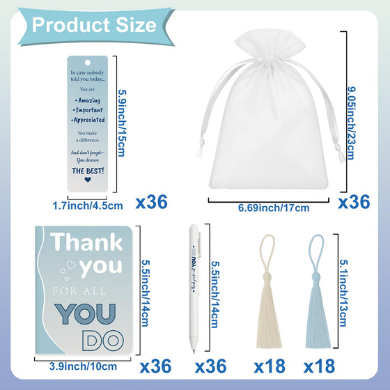180 Pcs Employee Appreciation Gifts Bulk - 36 Set Bulk Thank You Office Gifts with Pocket Notebook, Bookmark, Organza Bag, Pen-Suitable for Colleagues, Teachers Team Appreciation Gift Christmas Gift - hover image