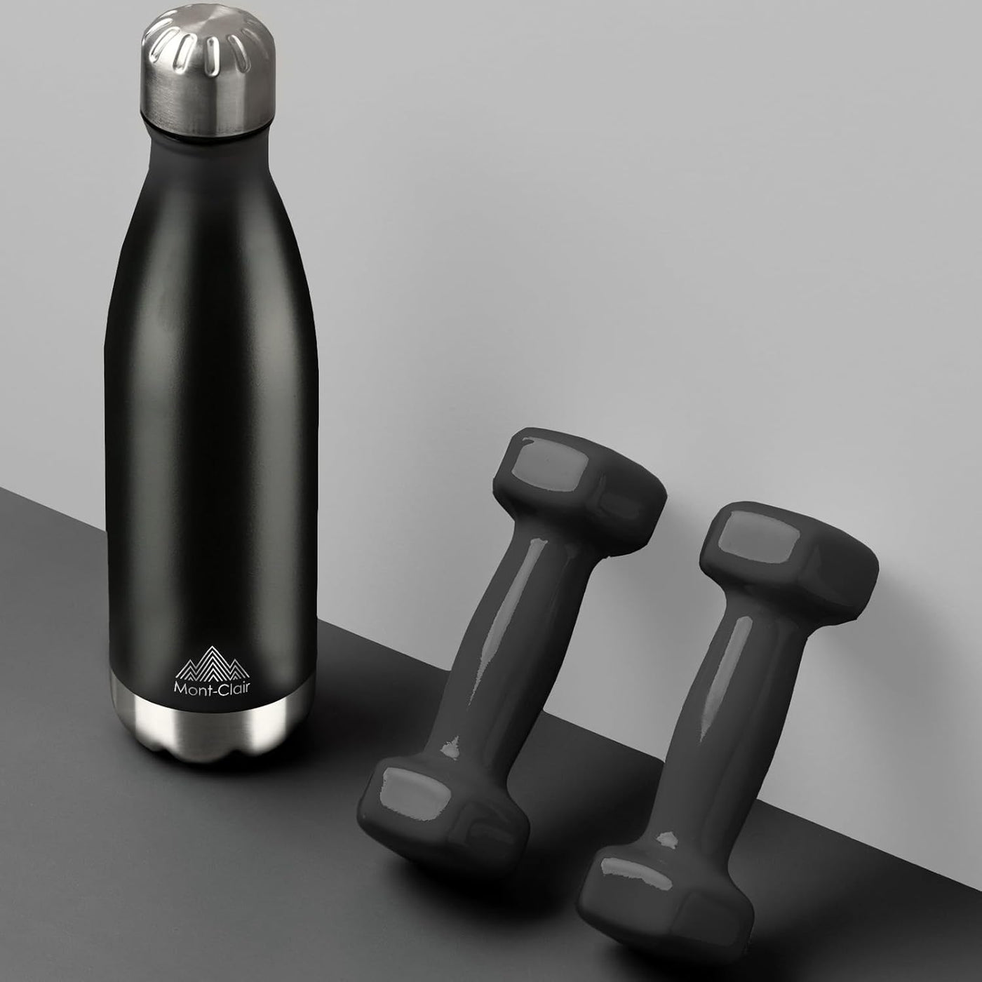 Mont-Clair H2O Stainless Steel Water Bottle, Vacuum insulated - BPA Free, 12h Hot & 24h Cold Drinks, Metal Water Bottle 17oz Leakproof, Ideal for Adult, Kids, Running - Black