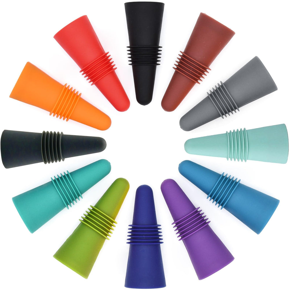 Wine Stoppers Beverage Bottle Sealer Soft Silicone Wine Bottle Stoppers Corks with Grip Top for Keeping Wine Champagne Fresh, 8 Pack