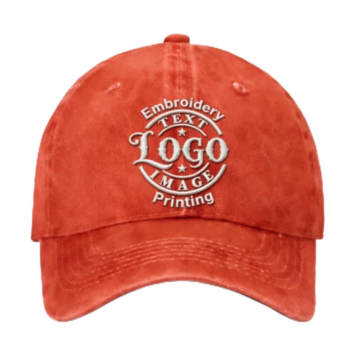 Bulk Custom Hat - Personalized Embroidered & Printed Baseball Cap to Text/Logo, Soft Washed Cotton Breathable Adjustable