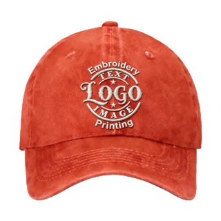 Bulk Custom Hat - Personalized Embroidered & Printed Baseball Cap to Text/Logo, Soft Washed Cotton Breathable Adjustable