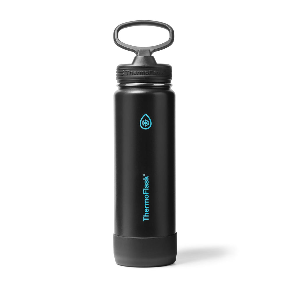 ThermoFlask Stainless Steel Water Bottles 2-Pack - Double-Wall Vacuum Insulated 24 oz BPA-Free Spout Lids - Keeps Drinks Cold 24 Hrs, Hot 12 Hrs - Leakproof, Dishwasher Safe, White/Coral