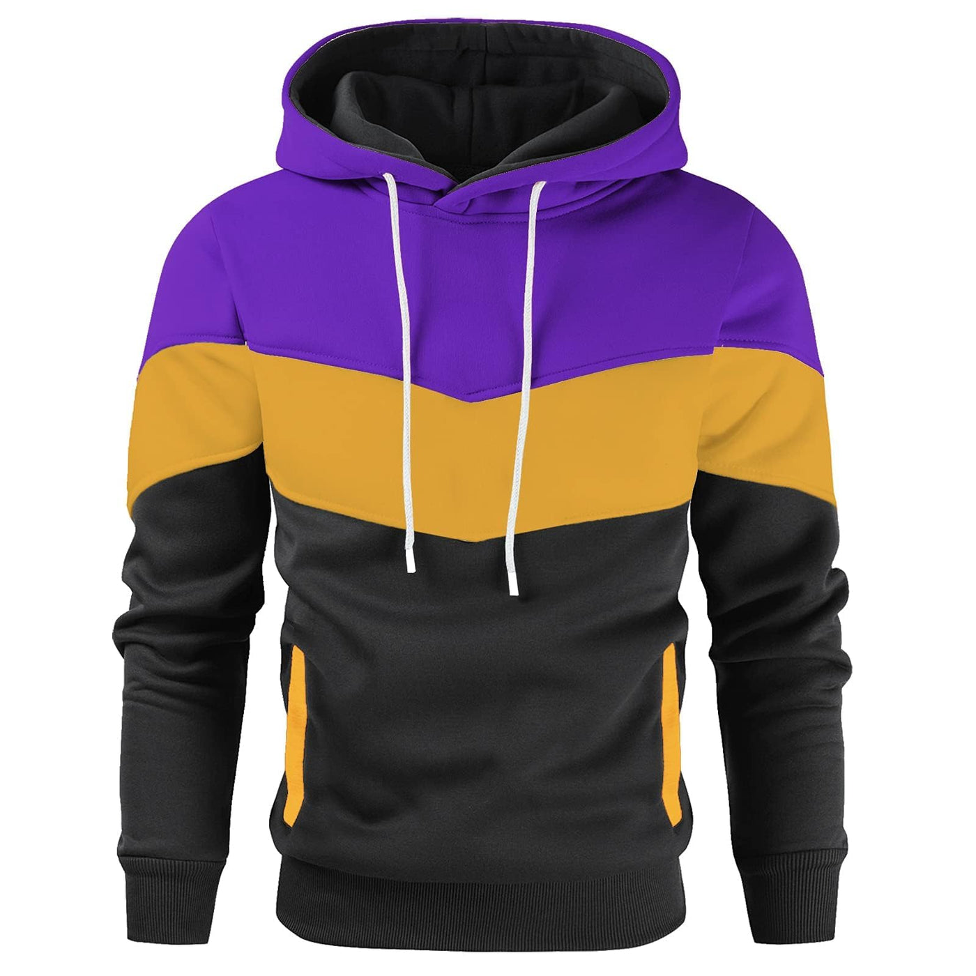 Gesean Men's Novelty Color Block Pullover Fleece Hoodie Long Sleeve Casual Sweatshirt with Pocket