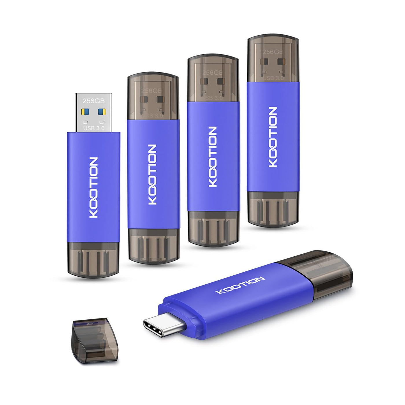 KOOTION USB C Flash Drive 64GB 2 in 1 OTG USB 3.0/Type C Thumb Drive Dual Drive USB C Memory Stick for Smartphone Laptop Tablet PC, Blue