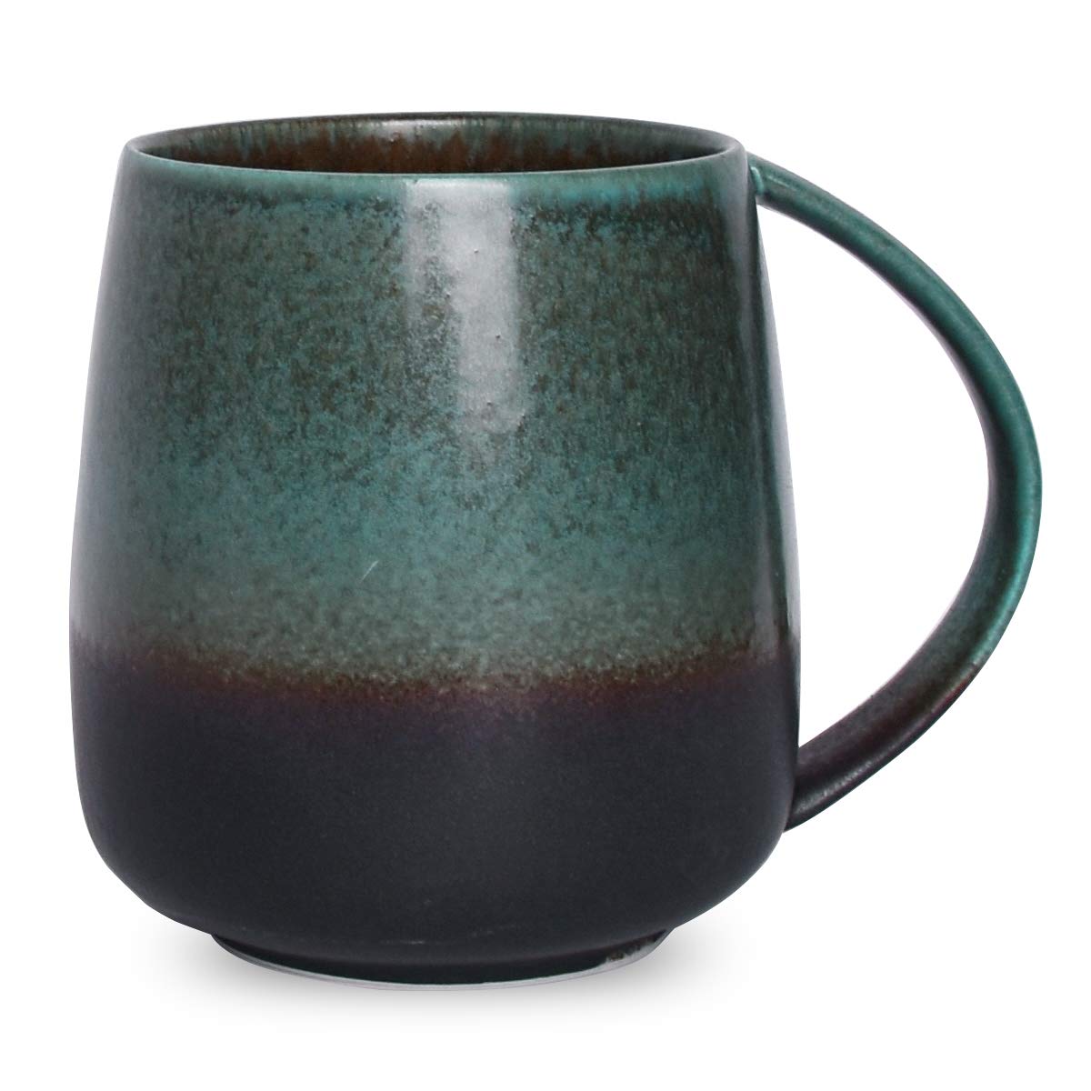 Bosmarlin Matte Ceramic Coffee Mug, Tea Cup for Office and Home, 13 oz, Dishwasher and Microwave Safe, 1 Pack (Lake Blue(Glossy))