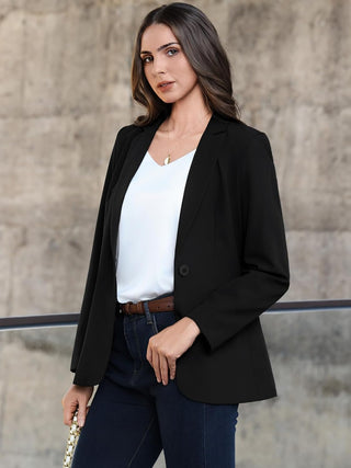 Kelyaa Womens One Button Blazer Casual Open Front Long Sleeve Suit Jackets Business Work Office Blazers