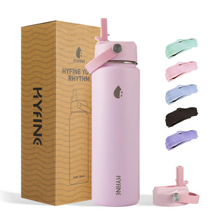 ThermoProof Double-Walled Vacuum Insulated Stainless Steel Water Bottle - Wide Mouth Canteen, Straw Lids, Dishwasher Safe, Reusable, Leakproof, Hot & Cold for Men, Women - 24oz (pink)