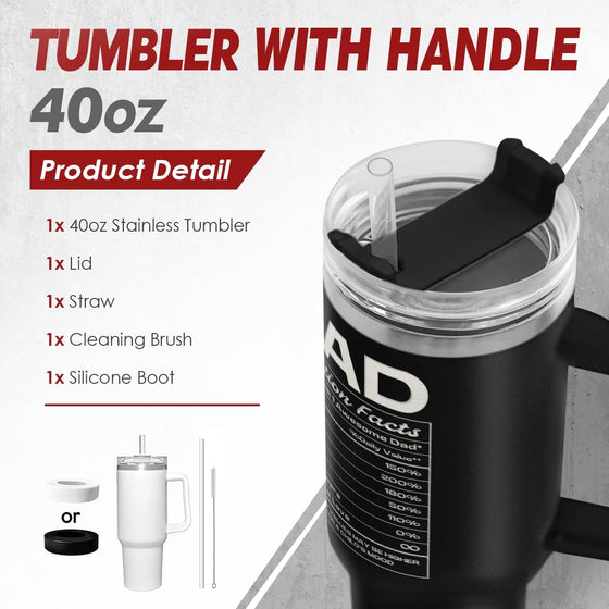 SANDJEST Dad Gift from Daughter, 40oz Stainless Steel Insulated Coffee Tumbler With Lid & Straw, Travel Cup Gift for Dad, Christmas Birthday Father's Day - hover image