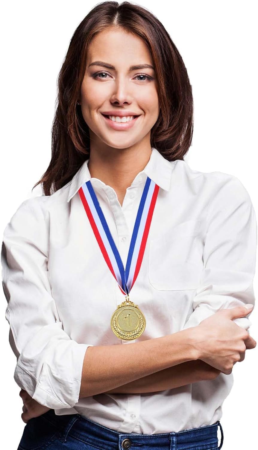 12 Pieces Gold Silver Bronze Metal Award Medals - 1st 2nd 3rd Place Winner Prizes for Sports, Competitions, Party Favors & Decorations, Olympic Style, 2 Inches ﻿