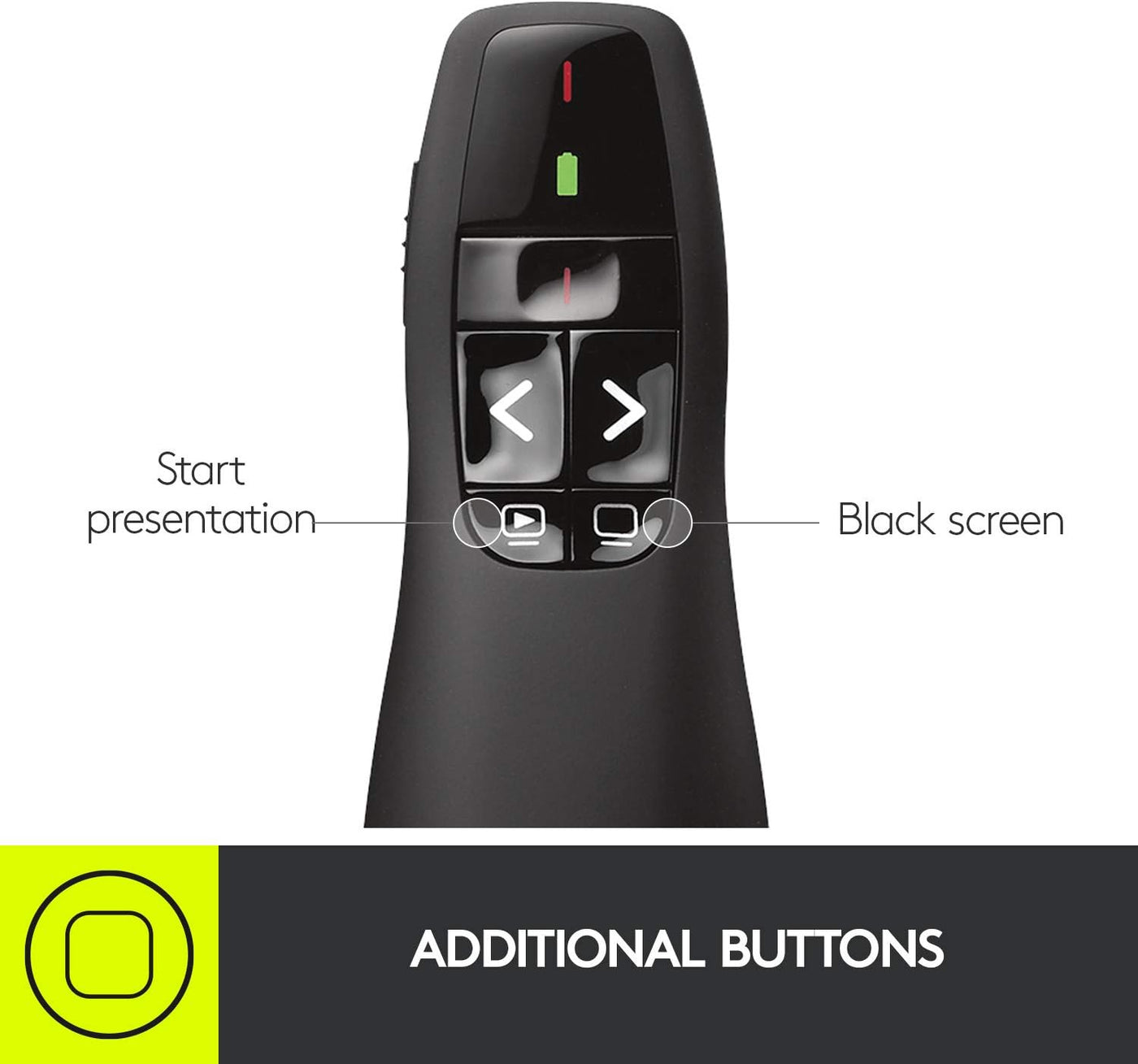 Logitech Wireless Presenter R400, USB-A PowerPoint Clicker with Laser Pointer, Wireless Presentation Clicker Remote