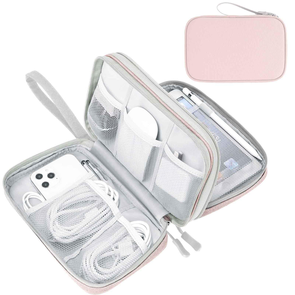 FYY Travel Cable Organizer Pouch Electronic Accessories Carry Case Portable Waterproof Double Layers All-in-One Storage Bag for Cord, Charger, Phone, Earphone Black