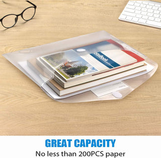 Sooez 10 Pack Plastic Envelopes File Folders, Clear Folder for Document US Letter A4 Size Poly Envelopes with Label Pockets for School Home Work Office Organizer, Clear