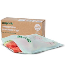 Compostic Compostable Snack Bags, Snack Size (60 Count) Starter Pack — Resealable Zip-Seal, Plant-Based, Home Compostable, Freezer Safe, BPA-Free, Non-Toxic, GMO-Free Food Storage Bags