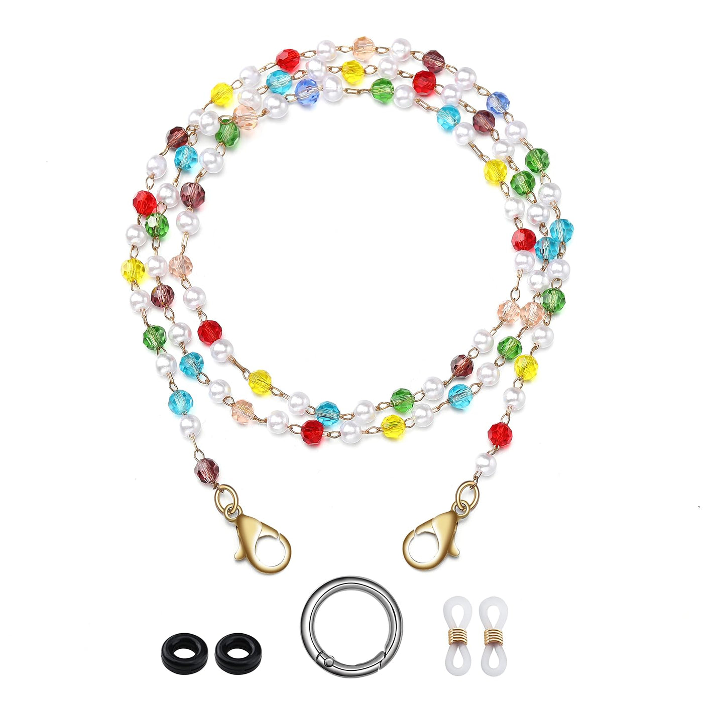 humlbird Mask Lanyard Eyeglasses Chain Healing Crystal Beaded Sunglasses Chains with Pearl for Women