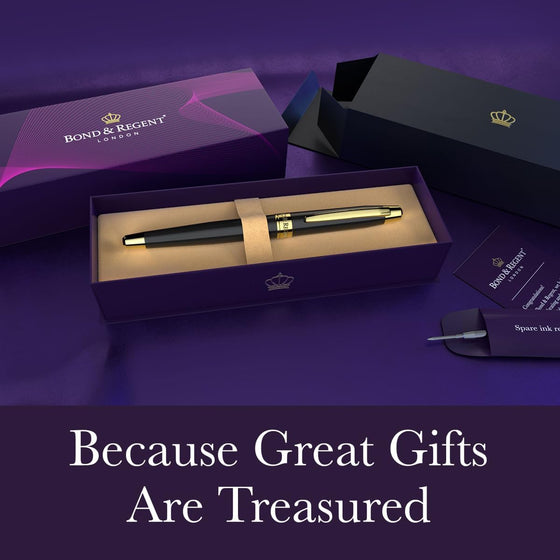 Bond & Regent 24 Karat Gold Luxury Rollerball Pen - Fancy Executive Professional Writing Gift Set for Men & Women, Nice Pens, Gloss Black - hover image