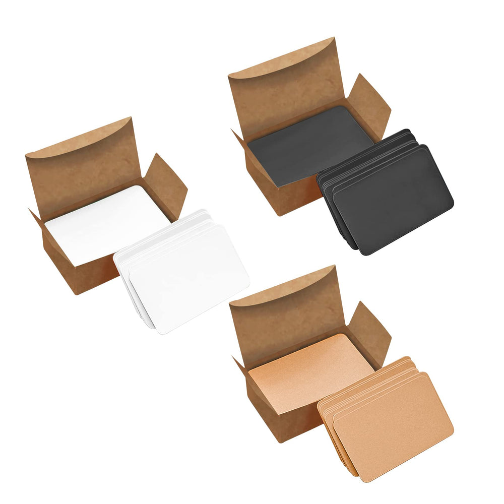 VANRA 300 Small Blank Cards 3.5x2 inches Color Cardstock Study Flash Cards Index Cards, Unruled with Rounded Corners (Black, 300/Pack)
