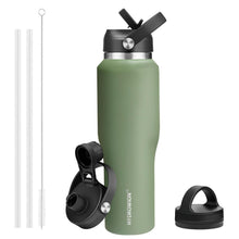 HYDROWION 32oz Stainless Steel Water Bottle(Cold for 48 Hrs, Hot for 24 Hrs), Double Wall Vacuum Insulated Water Flask with Straw Lid, Spout Lid and Flex Cap, Fit in Any Car Cup Holder, Cobalt