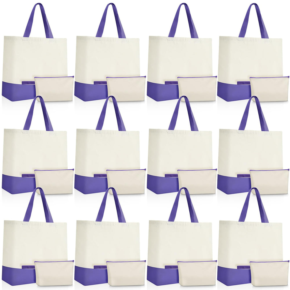 Sanwuta 24 Pcs Canvas Tote Bags Bulk 18.5" Cotton Cosmetic Bags Reusable Shopping Tote with Handles