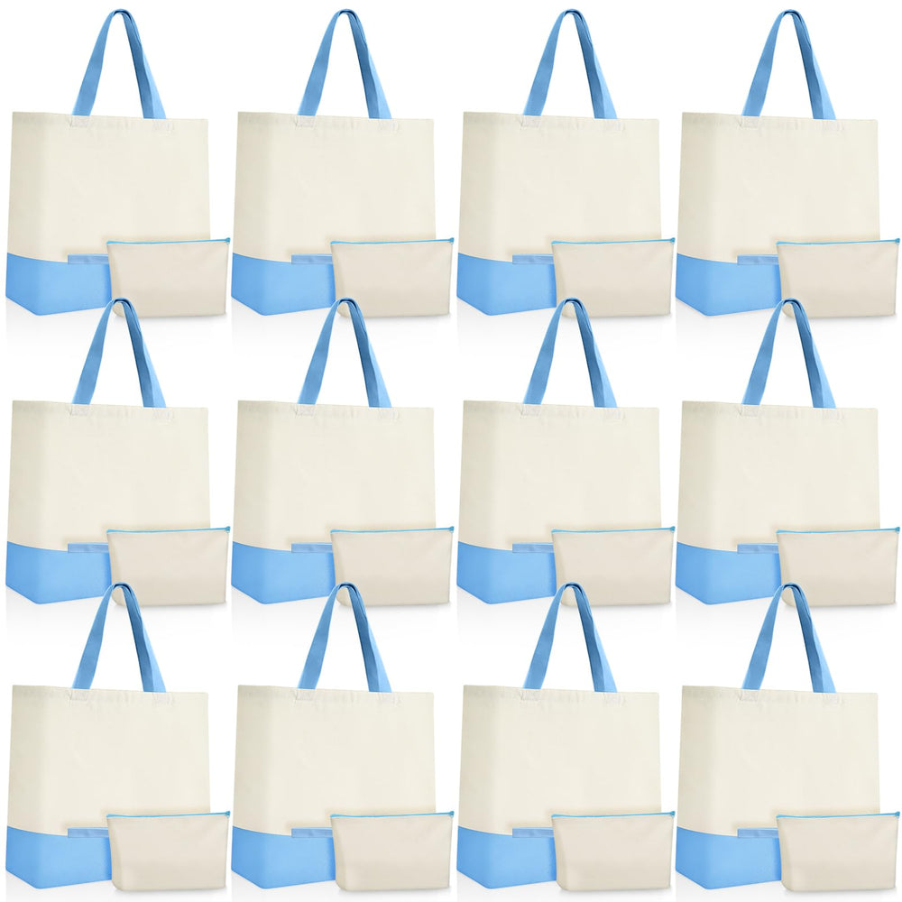 Sanwuta 24 Pcs Canvas Tote Bags Bulk 18.5" Cotton Cosmetic Bags Reusable Shopping Tote with Handles