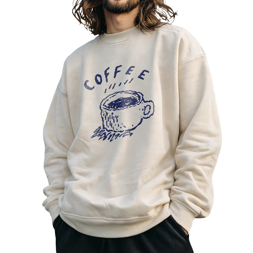 domirica Oversized Solid Cotton Blend Graphic Mens Hoodies Pullover Crewneck Long Sleeve Loose Fit Soft Sweatshirts