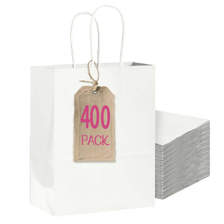 Bakepacker 100-Pack Wide Large Size Paper Bags With Handles Bulk 12.6"x4.3"x10" Black Party Kraft Shopping Bags