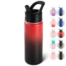 Fijinhom 18oz Insulated Stainless Steel Water Bottle with Straws, Double Wall Vacuum Insulated Bottles, Metal Thermo for Travel, Sports, Leak-Proof, BPA Free, Women & Men, Black