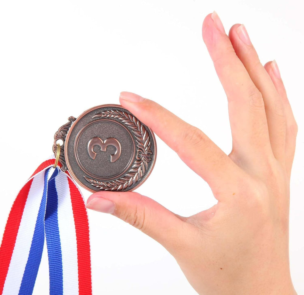 12 Pieces Gold Silver Bronze Metal Award Medals - 1st 2nd 3rd Place Winner Prizes for Sports, Competitions, Party Favors & Decorations, Olympic Style, 2 Inches ﻿