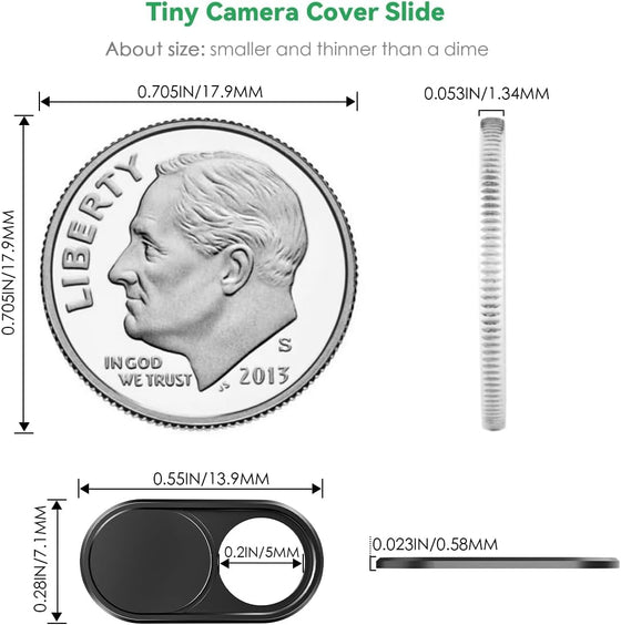 CloudValley Webcam Cover Slide[2-Pack], 0.023 Inch Ultra-Thin Metal Web Camera Cover for Macbook Pro, iMac, Laptop, PC, iPad Pro, iPhone 8/7/6 Plus, Protect Your Visual Privacy [Black] - hover image