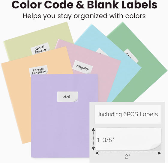 Sooez 6Pack Folders with Pockets, Pastels Colors, Heavy Duty Pocket Folder, Plastic Folders with Pockets, 2-Pocket Folder Bulk, Aesthetic File Folder, Back to School Office Filing Supplies - hover image