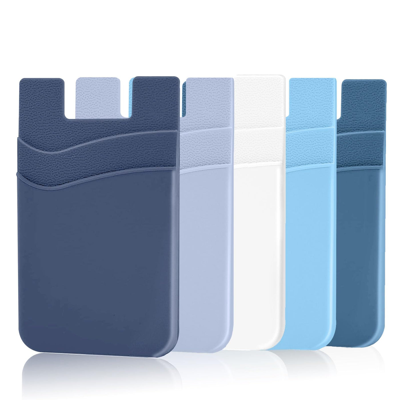 SS Card Holder for Back of Phone, Cell Phone Wallet Stick-on Credit Card Sleeve Pocket Silicone Pouch Compatible for iPhone, Samsung Galaxy and Most SamrtPhones 4 Pack