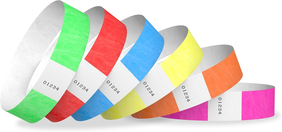600 WristCo Tyvek Wristbands for Events, 6-Color Variety Pack – Tamper-Proof Design Prevents Reuse – Premium-Grade Bracelets for Hospital & Medical ID, Party, VIP Identification