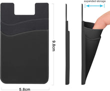 SS Card Holder for Back of Phone, Cell Phone Wallet Stick-on Credit Card Sleeve Pocket Silicone Pouch Compatible for iPhone, Samsung Galaxy and Most SamrtPhones 4 Pack