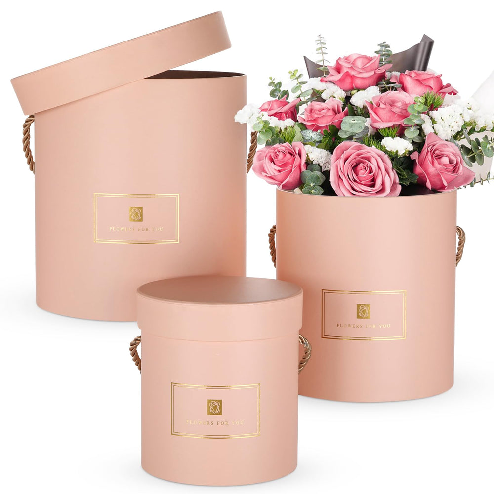 Hollyone Ivory Gift Box with Lids Set of 3 Round Nesting Gift Boxes for Presents 3 Assorted Sizes Flowers Arrangements Box for Gift Giving Christmas Valentine Thanksgiving Mom Gifts Present Wrapping