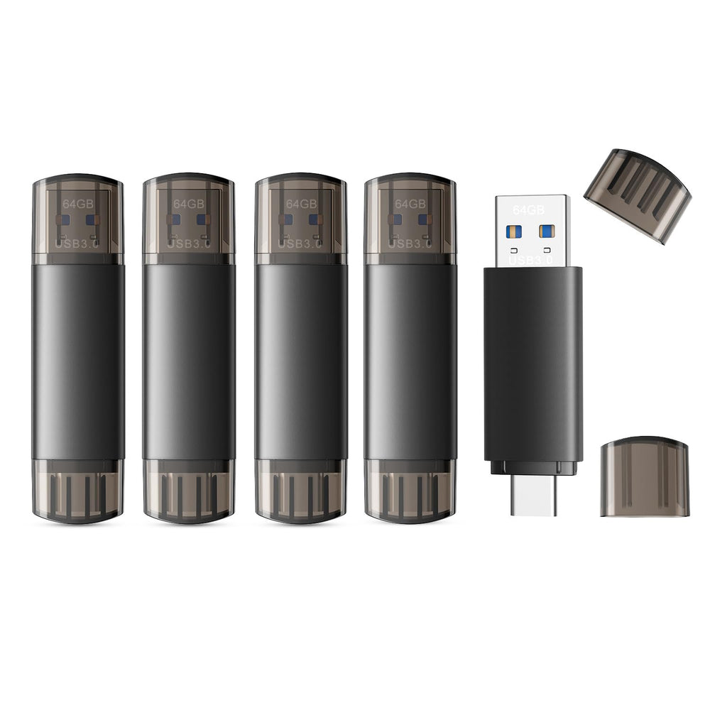 JOIOT 128GB USB C Flash Drive Dual USB 3.0 Flash Drive Type C + USB A Portable Type-C Flash Drive 2-in-1 USB-C Thumb Drive for Smartphone Tablet Computer Mac iPhone 15 Black