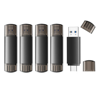JOIOT 128GB USB C Flash Drive Dual USB 3.0 Flash Drive Type C + USB A Portable Type-C Flash Drive 2-in-1 USB-C Thumb Drive for Smartphone Tablet Computer Mac iPhone 15 Black