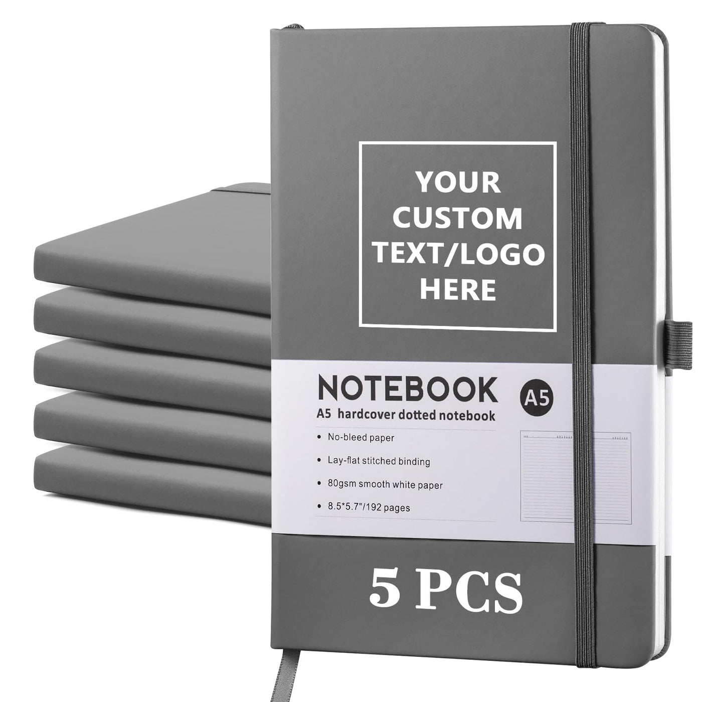 Personalized Notebook-Can Customize Logo/Text/Image, Customizable A5 Journal Notebook Daily Journals For Writing-192 Lined Pages 8.5 x 5.71 Inch,Black
