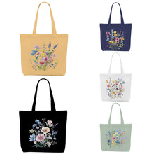 Decohim Multiple Packs Floral Japanese Print Canvas Tote Bag Reusable Grocery Bags Gifts for Women Girls Birthday Christmas