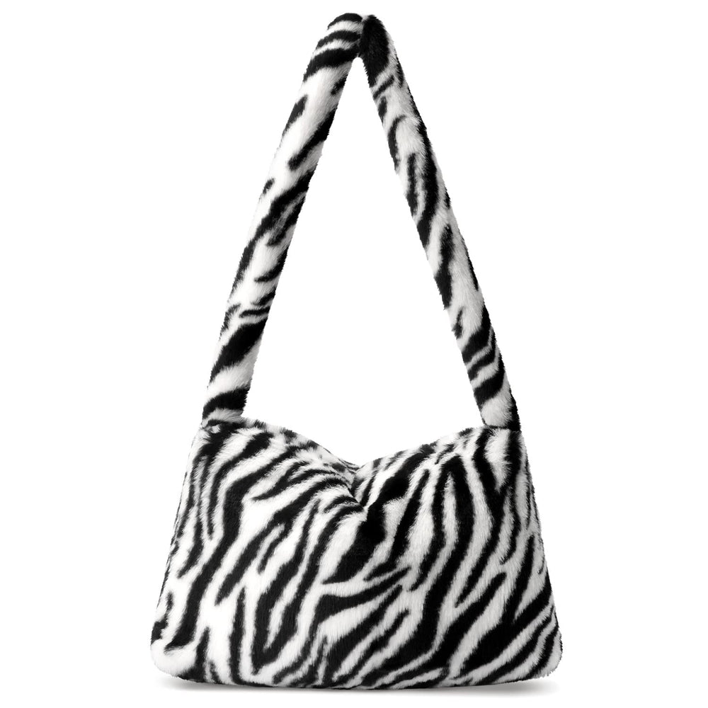 Fuzzy Tote Bag Y2K Fluffy Shoulder Bag Women Furry Purse Large Cute Plush Bag Ladies Faux Fur Bag for Autumn and Winter