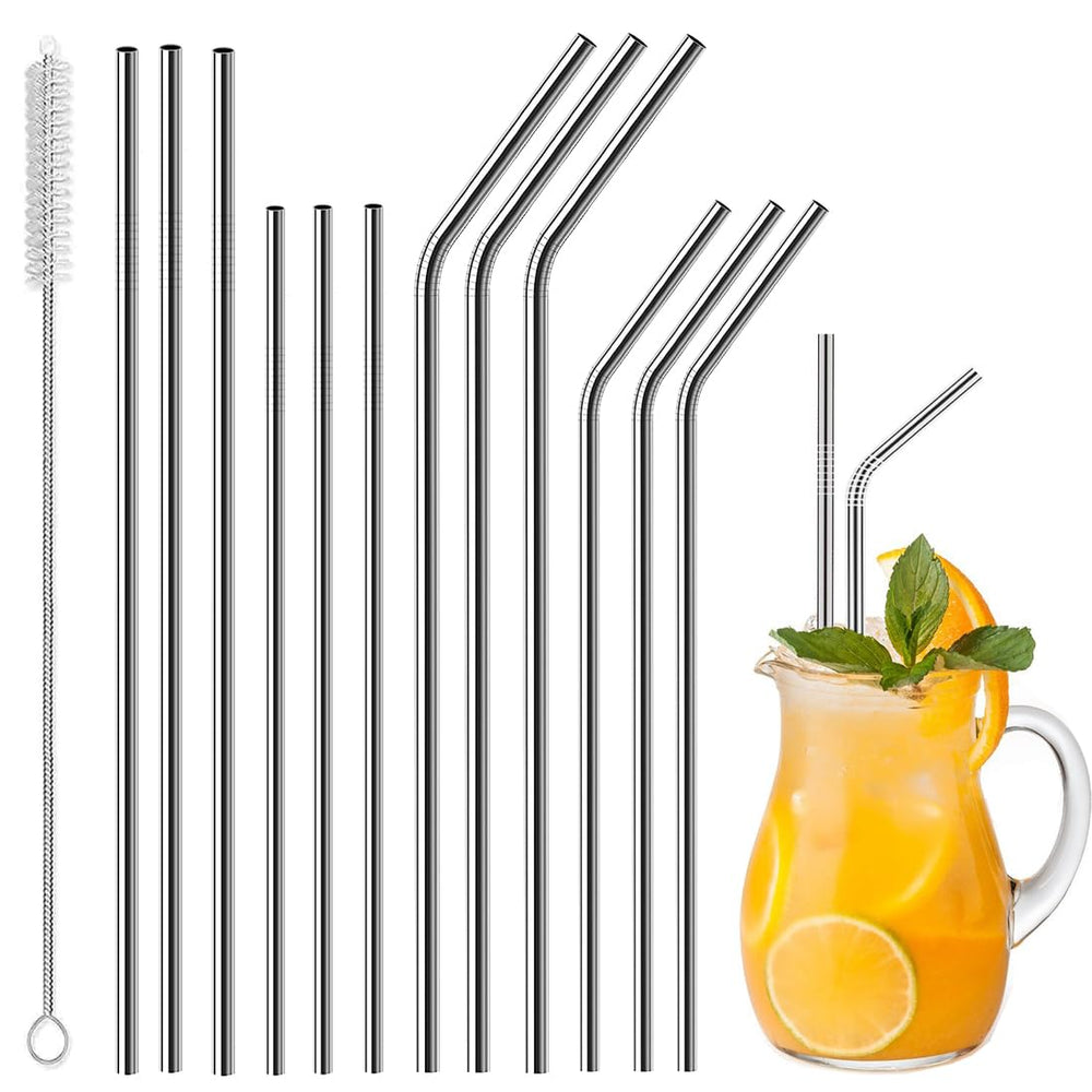 Vinaco Stainless Steel Smoothie Straws, 0.4'' Extra Wide Reusable Metal Drinking Straws for Milkshake, Smoothie, Beverage, Set of 4 with 1 Cleaning Brush
