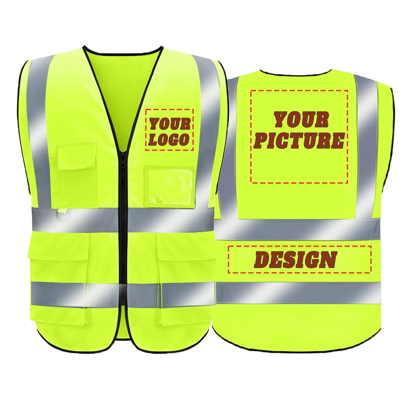 BeautyWill Custom Safety Vest Logo Class 2 High Visibility Reflevtive Vest Outdoor Protective Workwear