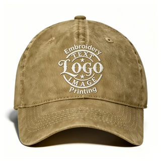 Bulk Custom Hat - Personalized Embroidered & Printed Baseball Cap to Text/Logo, Soft Washed Cotton Breathable Adjustable