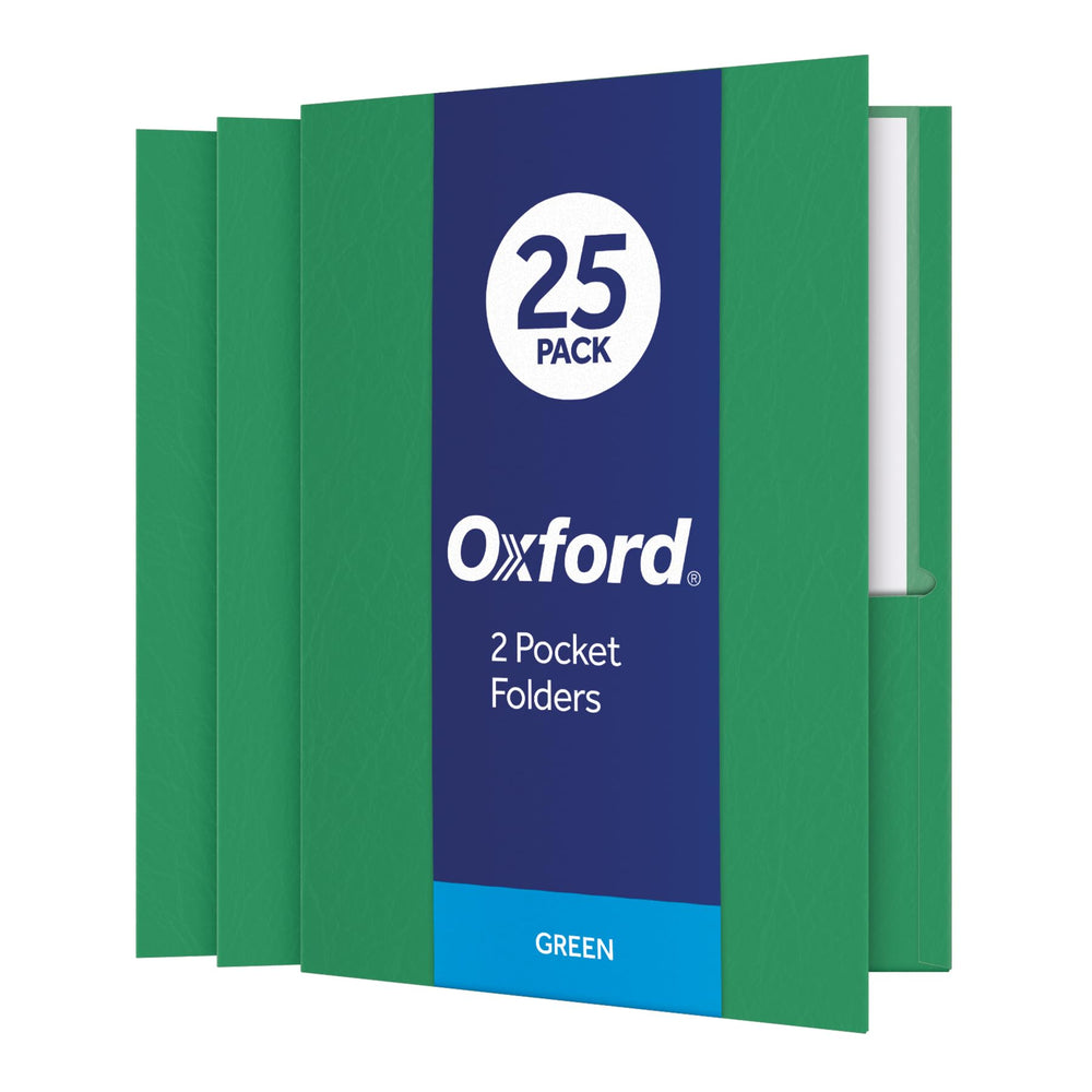 Oxford Twin-Pocket Folders, Textured Paper, Letter Size, Black, Holds 100 Sheets, Box of 25 (57506EE), 8-1/2 x 11