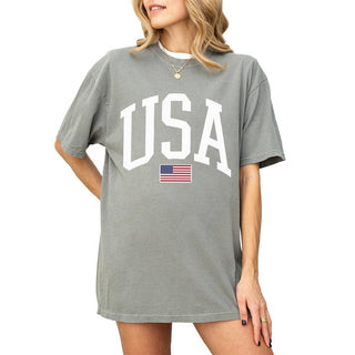 USA T-Shirt for Men, Women, Unisex - Vintage American Flag Graphic Tee - Patriotic Short Sleeve Crew Neck Top - 100% Cotton
