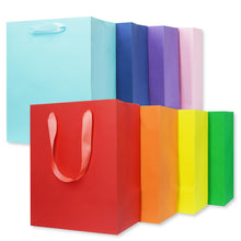 MOXARYSU 8 Pcs Medium Gift Bags With Handles: 8x5x10 Rainbow Colour Gift Bags Kraft Paper Party Favor Bags With 16 Tissues For Party,Birthday,Baby Shower,Wedding（8 Colors）